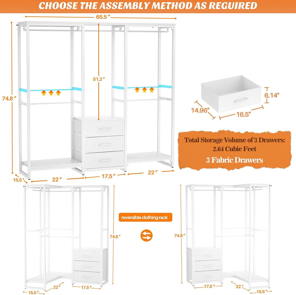 Aheaplus Garment Rack Heavy Duty Clothes Rack for Hanging Clothes,Clothing Ra...