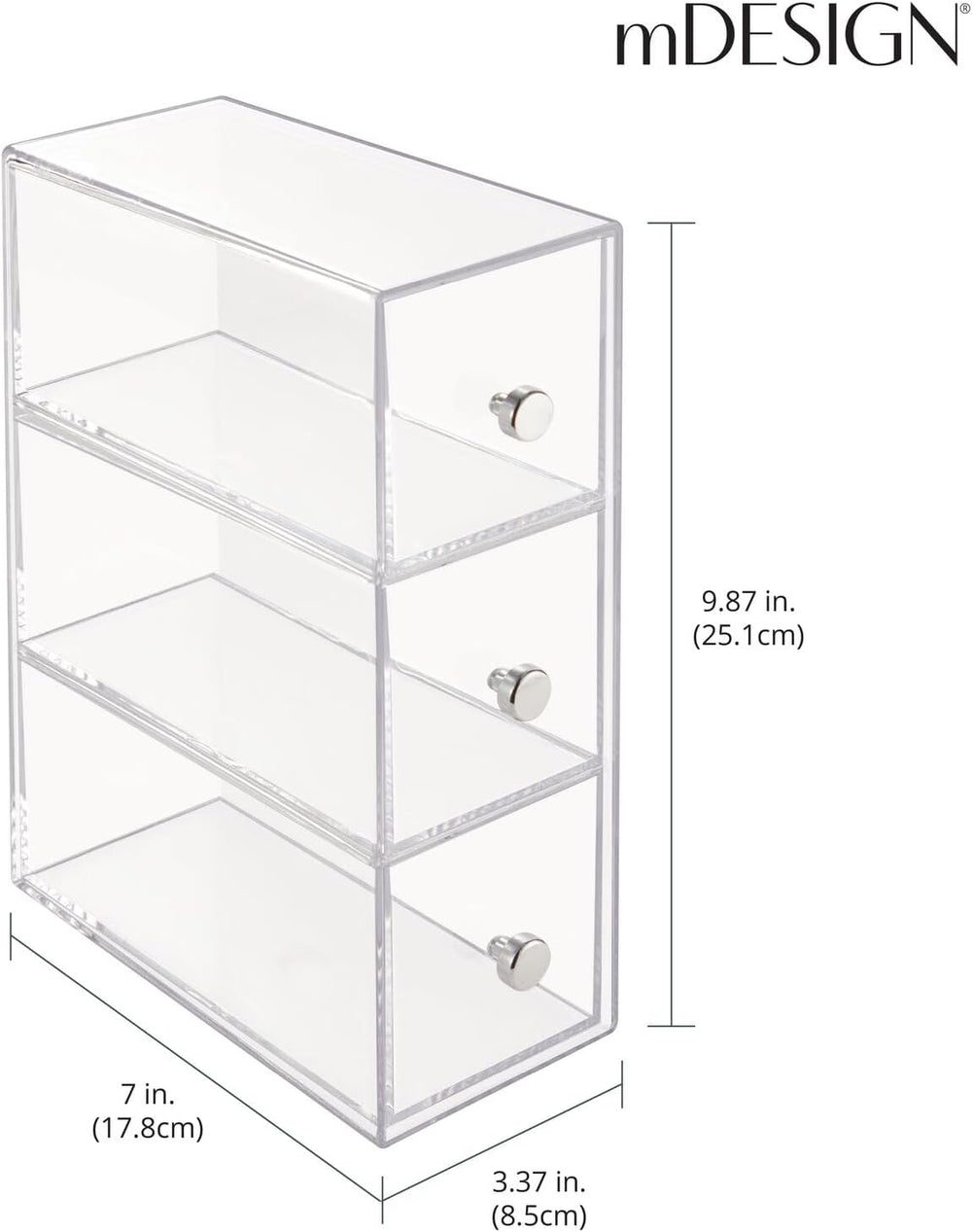 mDesign Plastic Stackable Desktop Organizer Tower Storage Station with 3 Draw...