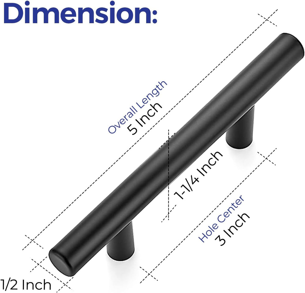 Ravinte Cabinet Handles,5" Length,3" Hole Center,Matte Black,35 Pack