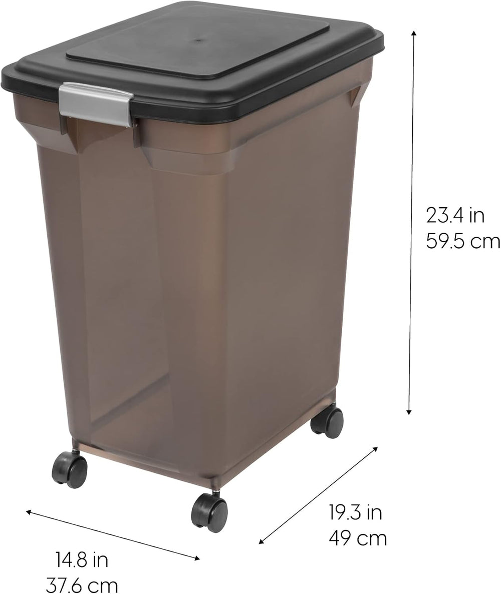 IRIS USA Dog Food Storage Container, Up to 58 lbs, Smoke Black, Made in USA