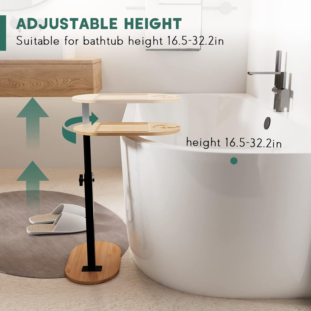 Bamboo Bath tub Tray Table with Adjustable Height