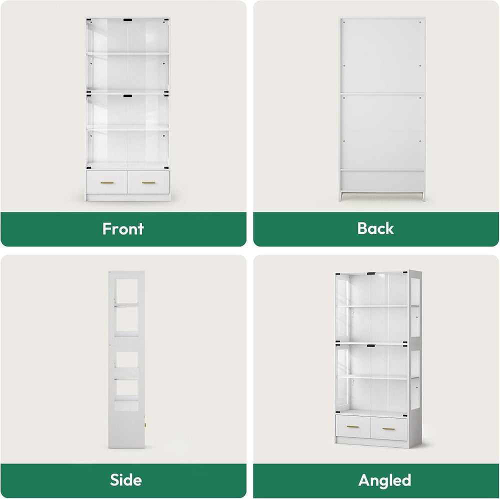 67" Glass Display Cabinet for Purses & Jewelry | White
