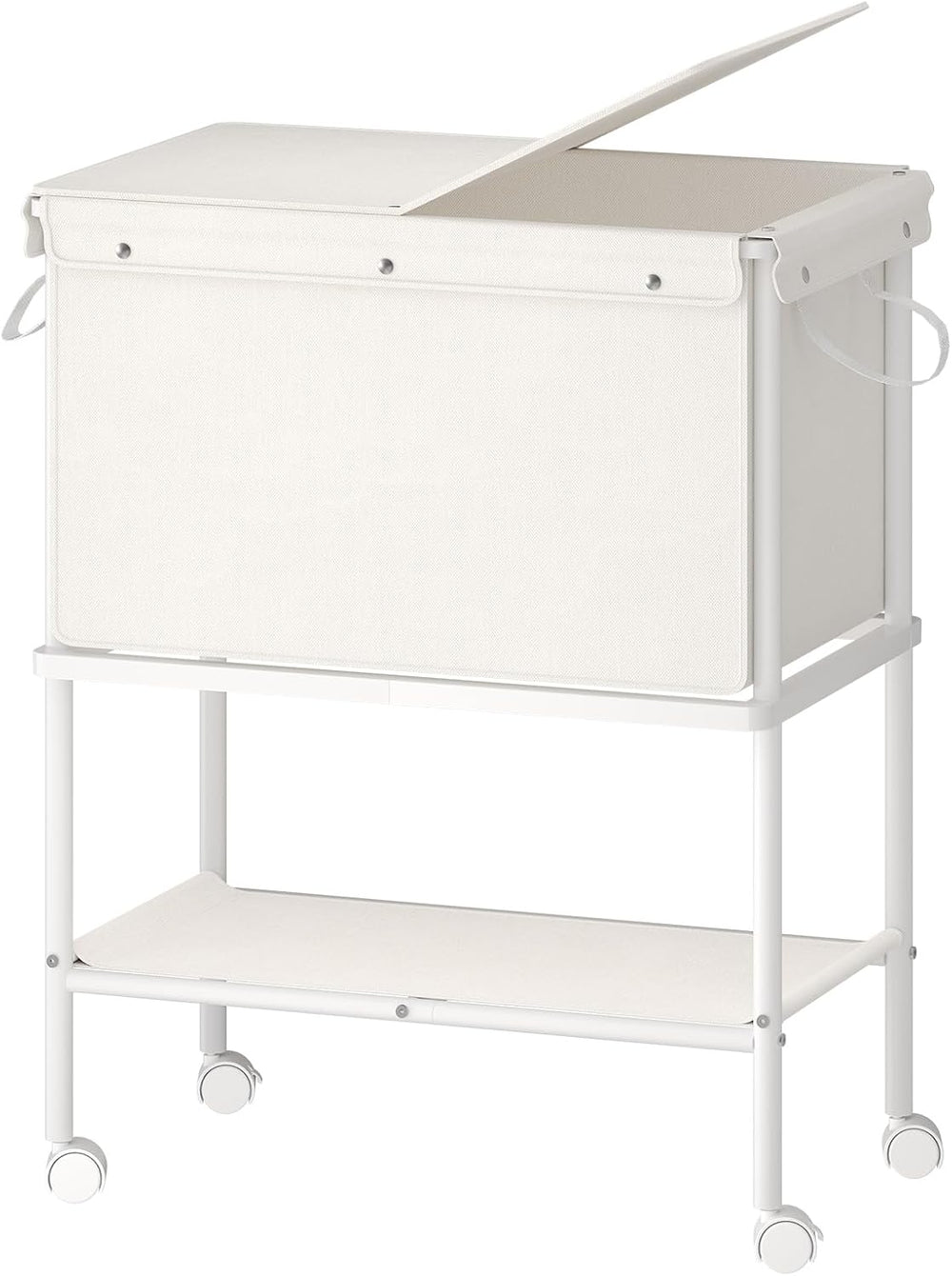 HOOBRO Rolling Laundry Cart with Lid & Shelf, 2-Tier Laundry Basket