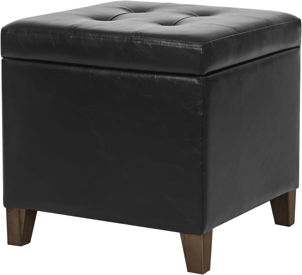 Adeco Faux Leather Storage Ottoman Bench