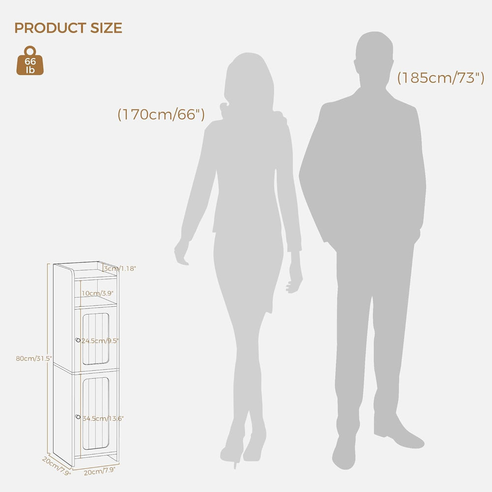 BEWISHOME Small Bathroom Storage Cabinet, 2 Doors Narrow Bathroom Cabinet