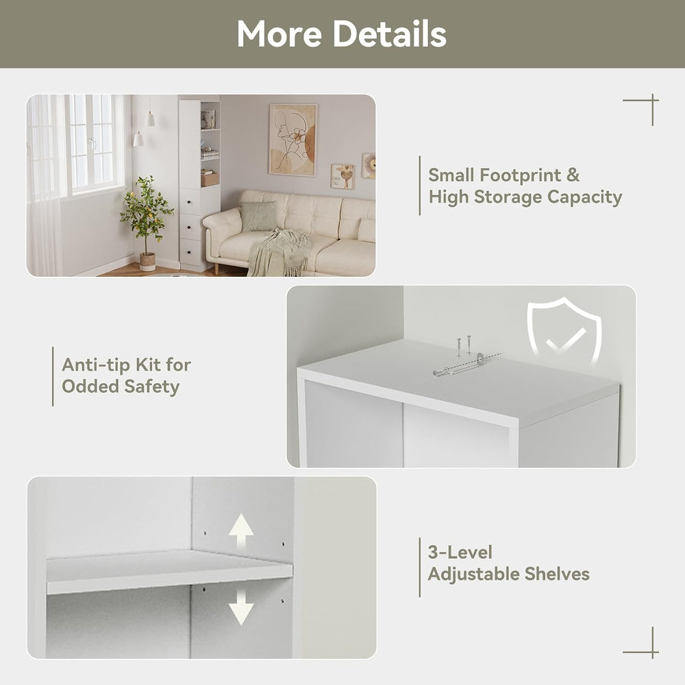 ARTETHYS Tall Slim Bathroom Storage Cabinet with 3 Adjustable Shelves