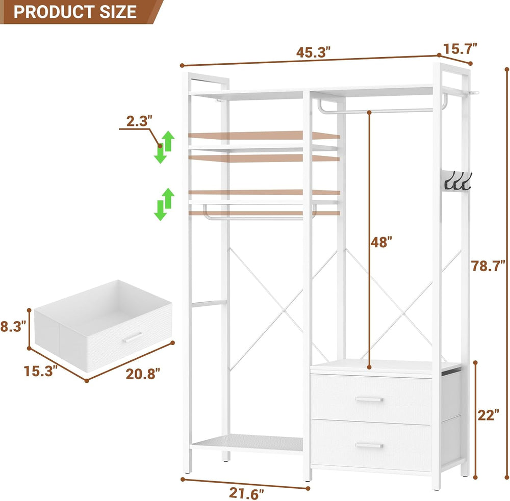 78.7'' Clothes Rack for Hanging Clothes - Reversible Clothing Rack wi...