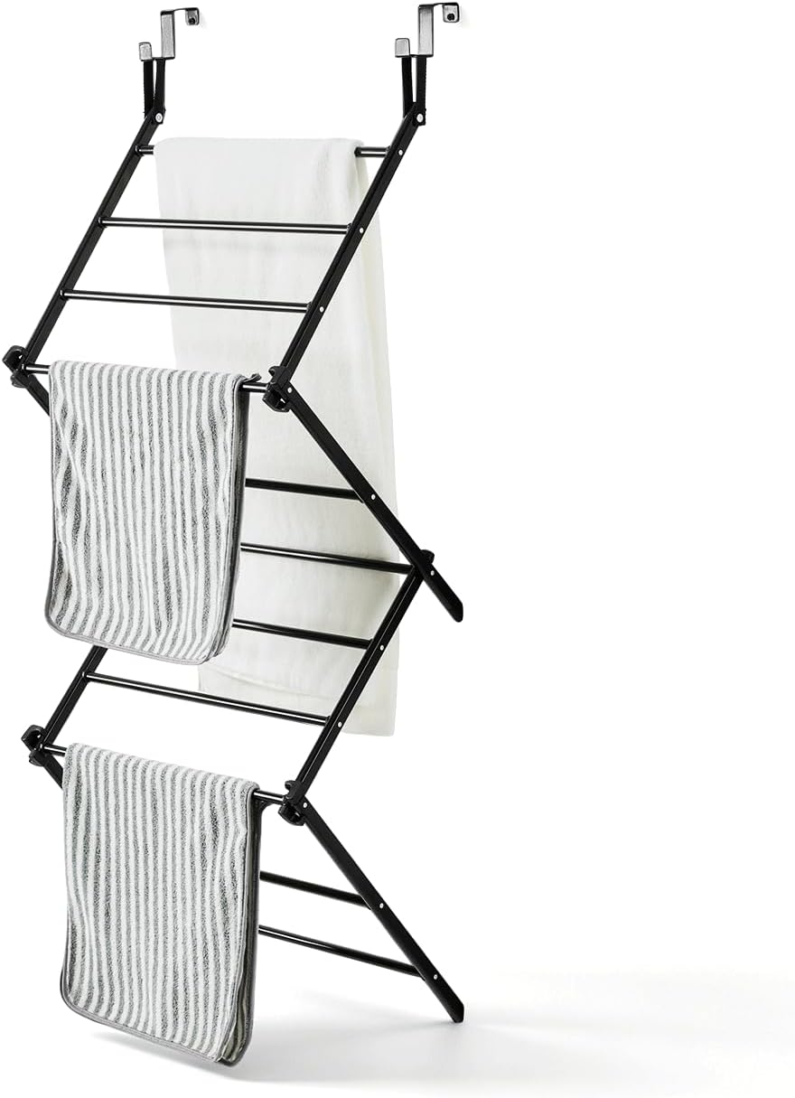 JS HANGER Over The Door Drying Rack, Foldable Hanging Clothes Drying Rack wit...