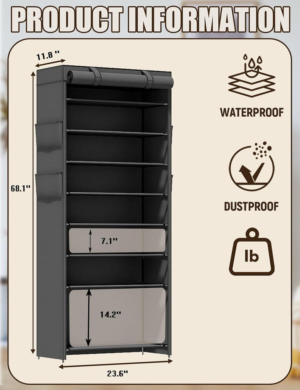 Shoe Rack with Covers - 9 Tiers Tall Shoe Rack Organizer Large Capacity Shoe ...