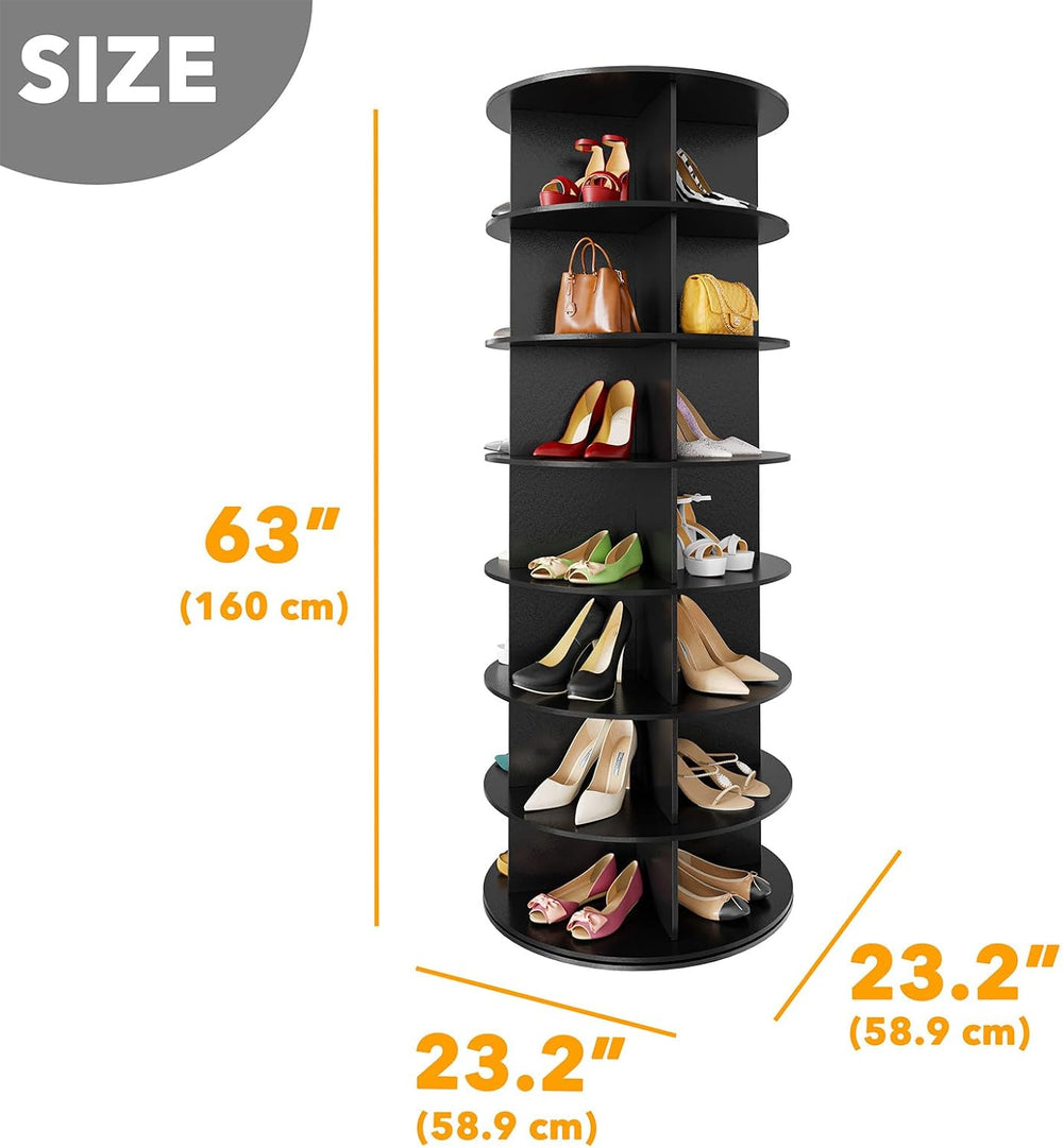 SpaceAid 7 Tier Rotating Shoe Rack Tower, Spinning Shoe Display Lazy Susan, R...