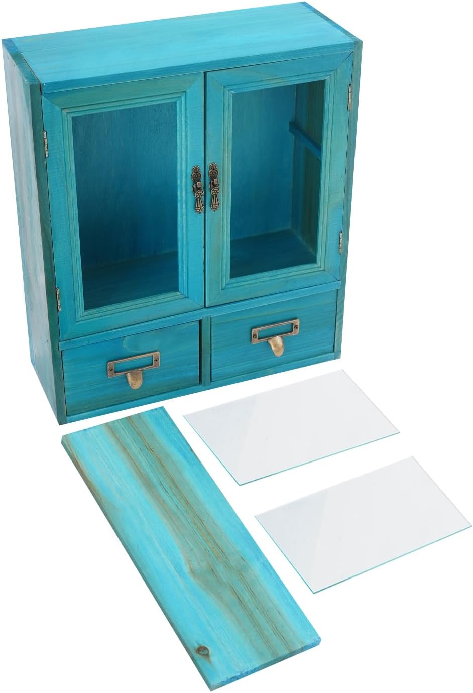 2-Tier Wooden Storage Cabinet with Double Doors & 2 Drawers, Stylish Apot...
