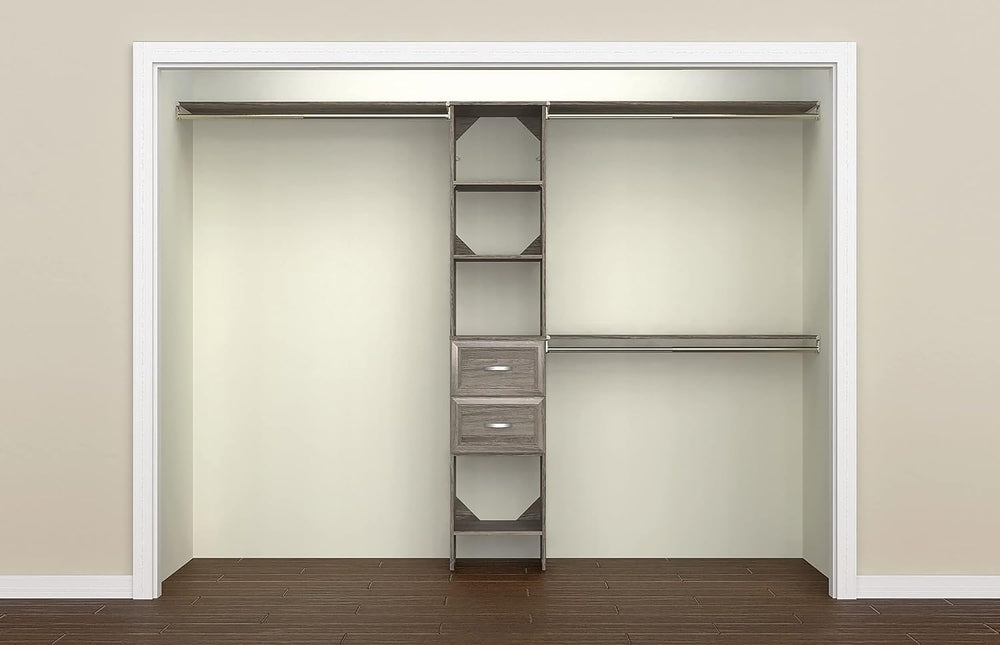 ClosetMaid SuiteSymphony Wood Closet Organizer Kit with Tower, 3 Hang Rods, T...