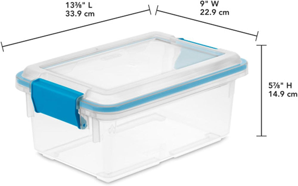 Sterilite Gasket Storage Box with Lids for Home & Office, 7.5 Quart, 6-Pack
