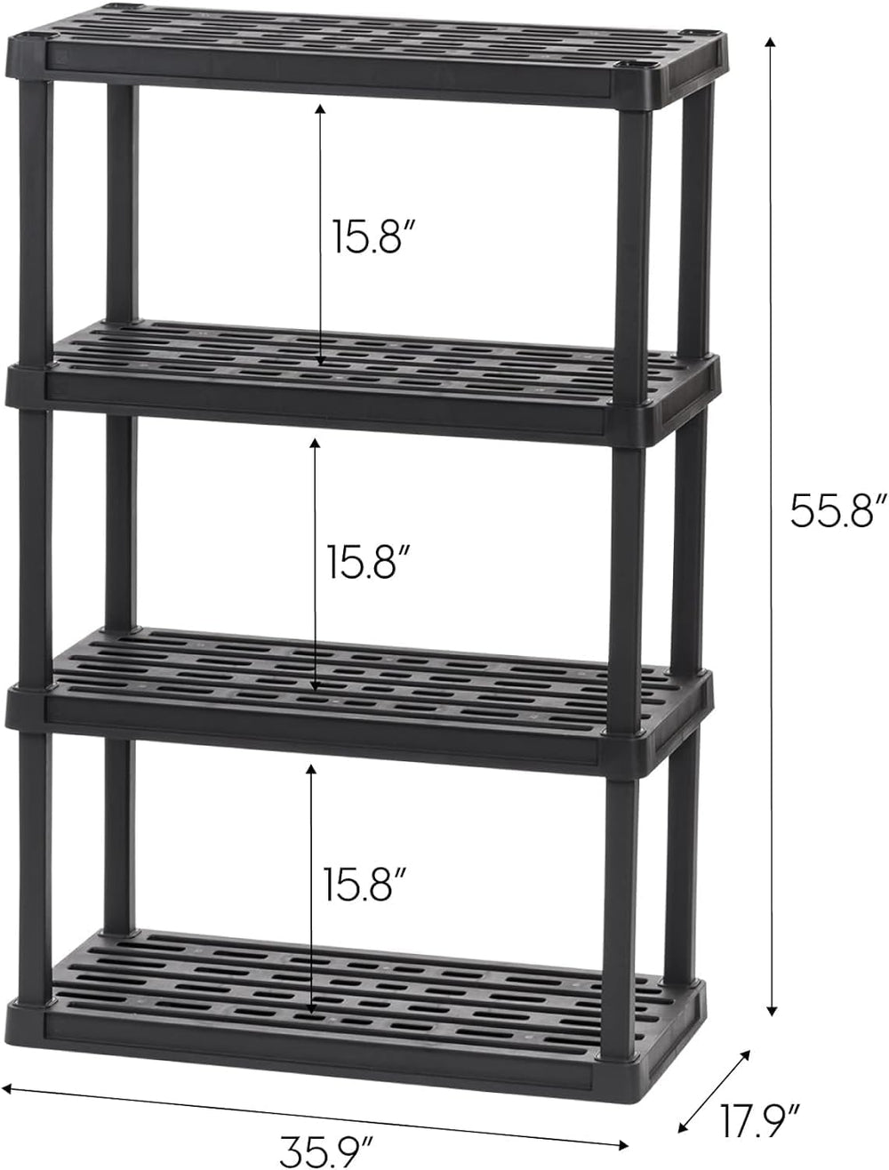 IRIS USA 4-Tier Heavy Duty Plastic Shelving Unit and Heavy Duty Storage Tote ...