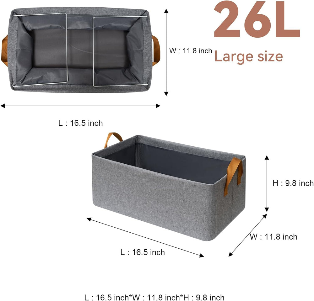 SNWDN 6 Pack Closet Cloth Storage Bins with Handles（Grey 16.5''L x 11...