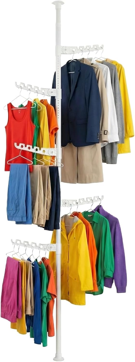 Indoor Super Space-Saving Clothing Drying Rack for Apartment Small Room, 5 Tier Storage Foldable Clothing Rack, Max Hang Up 20 Cloth, 33 Pounds White