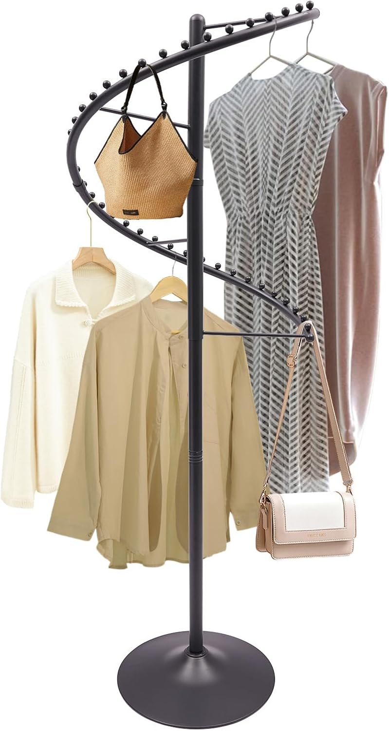 DouSeiAi 5.91FT Spiral Rotating Clothing Rack, Spiral Retail Costumer Garment...