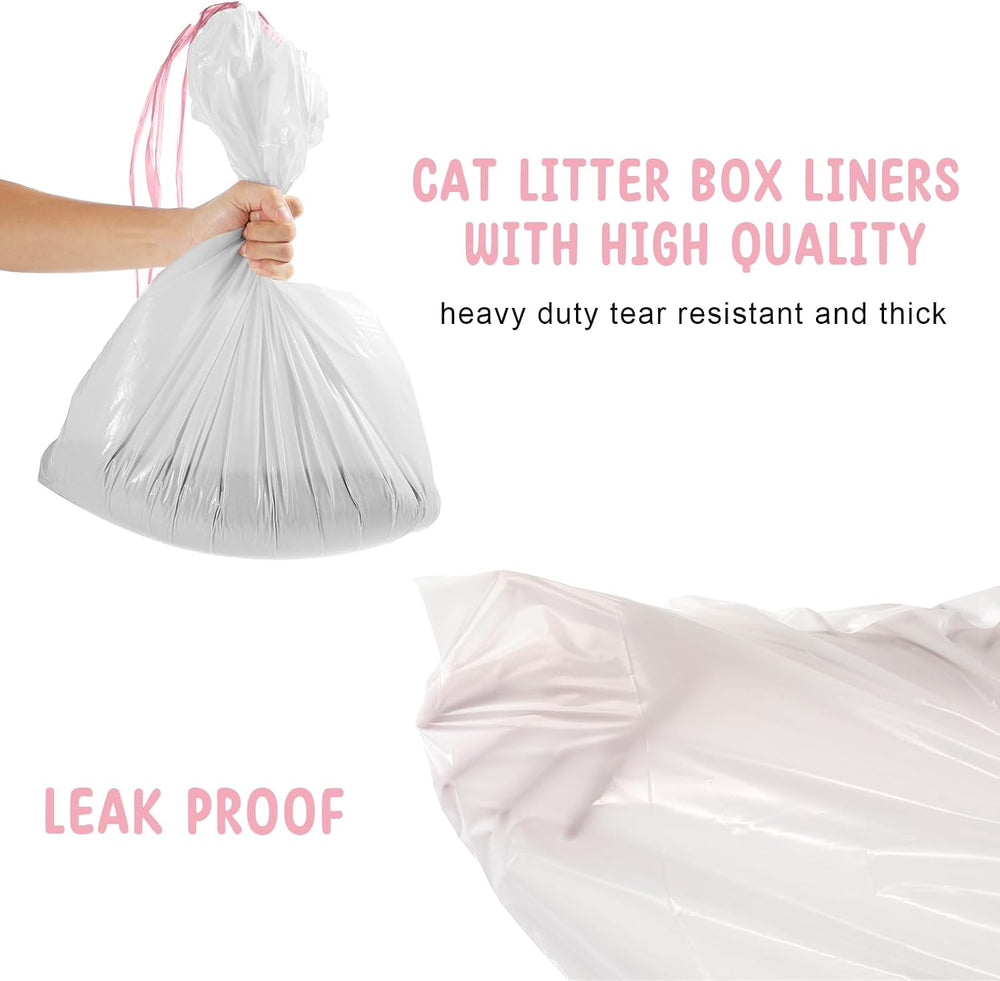Tinlade 50 Count Jumbo Cat Litter Box Liners,39 x 22 Inch,White, Multicolor