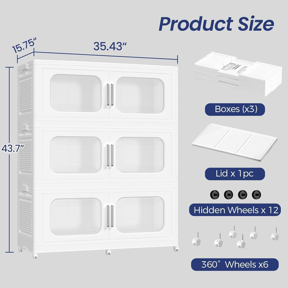 150GAL Extra Large Storage Bins with Lid, 600QT Storage Bins with Wheels, Fol...