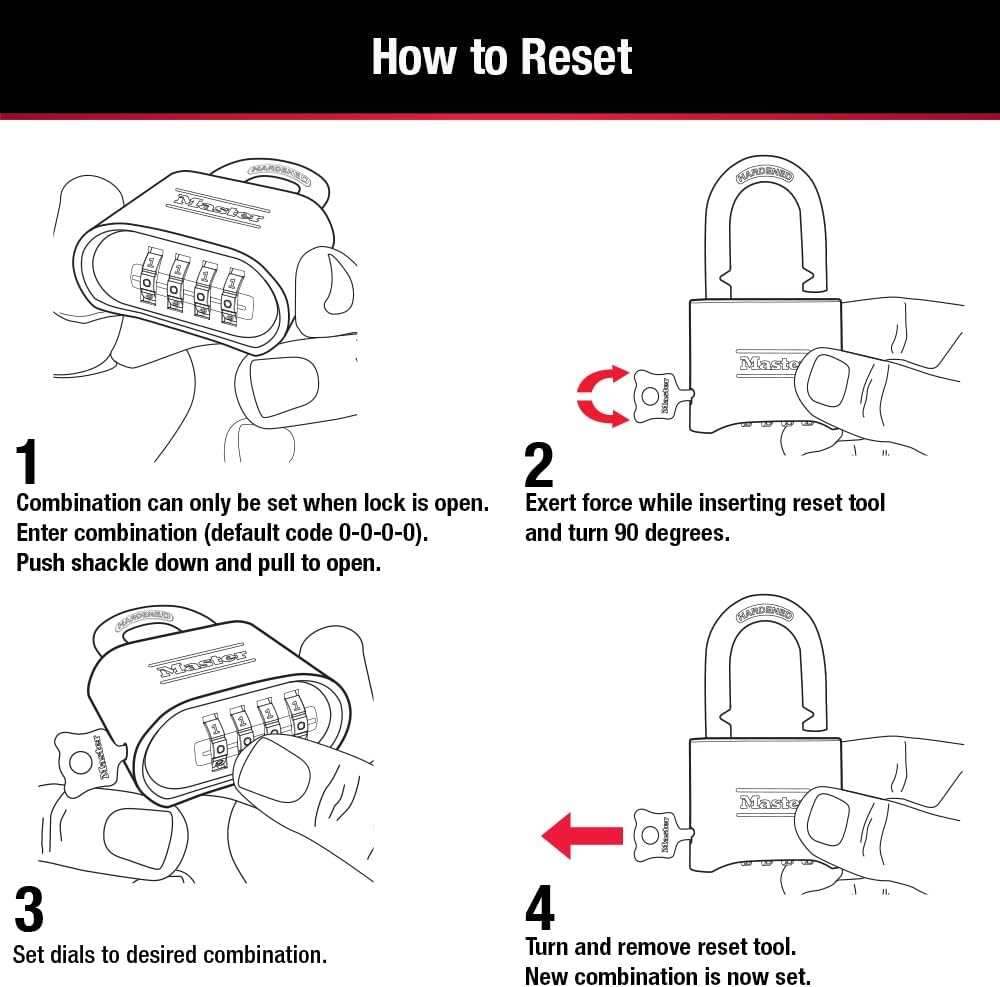 Master Lock Black Combination Padlock,Set Your Own Combo Lock,Weather Resista...