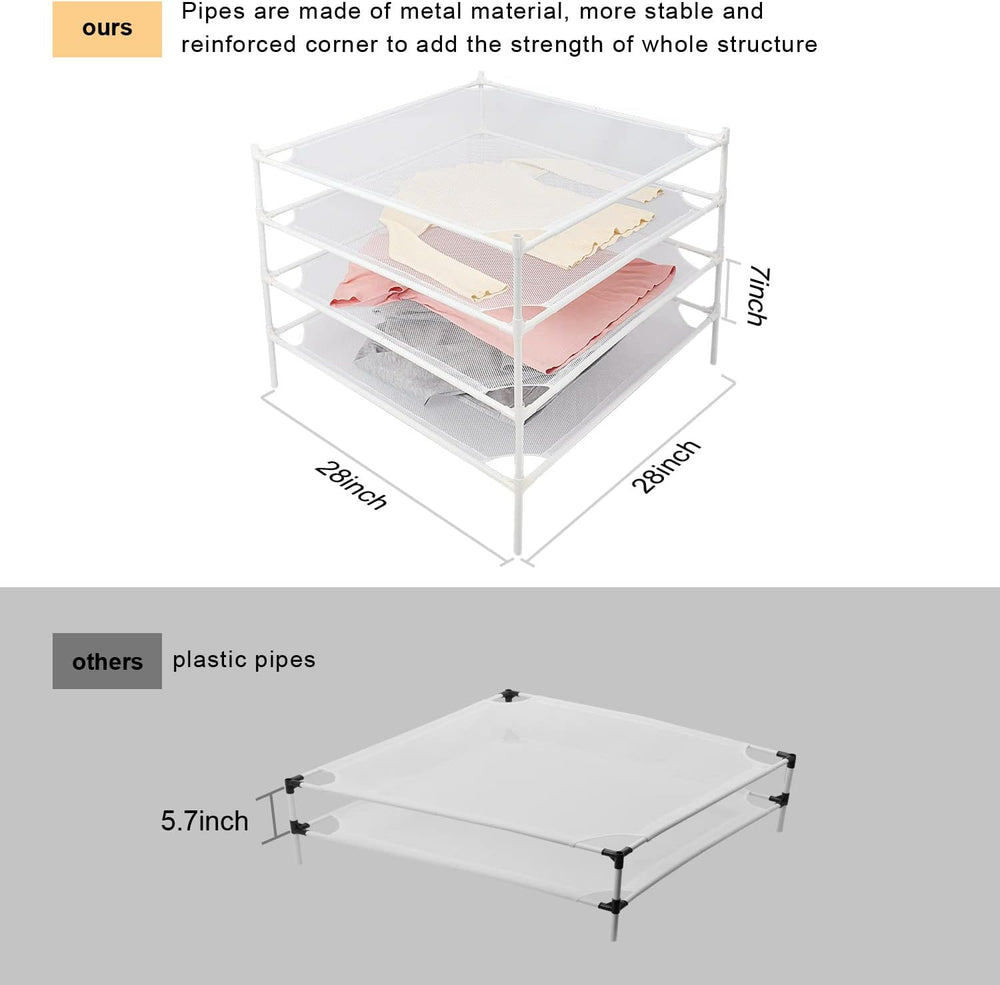 4-Layer Mesh Sweater & Clothes Drying Rack Indoor Outdoor White