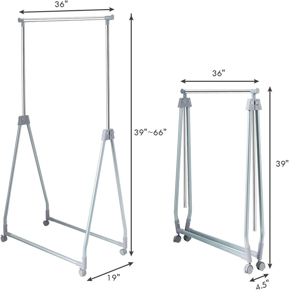 Tangkula Extendable Garment Rack, Heavy Duty Foldable Clothes Rack with Adjus...