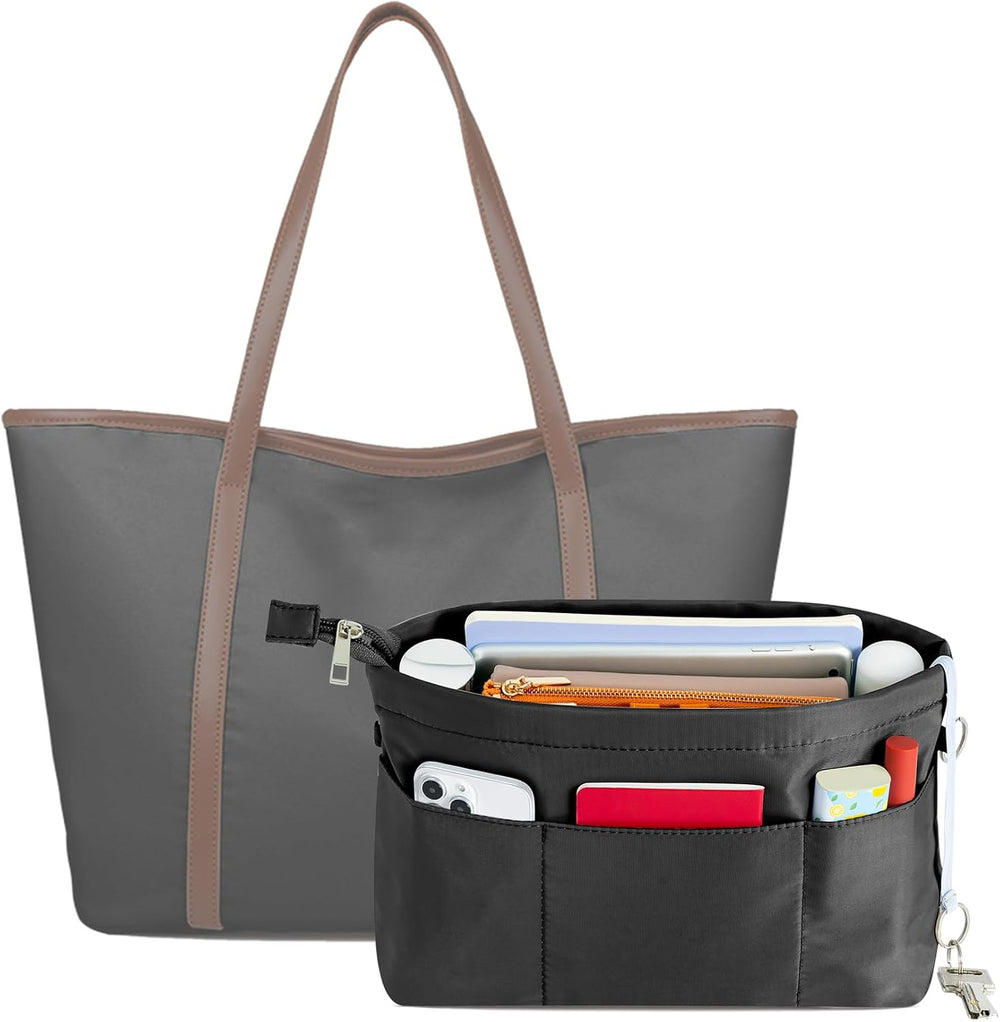 HyFanStr Purse Organizer Insert with Zipped Top for Tote Bag, Handbag Shaper ...