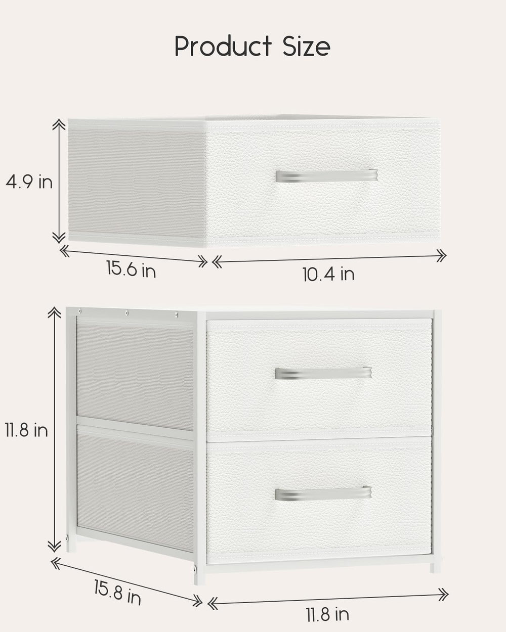 Homsorout Stackable Storage Drawers - 2 Tier Closet Organizer with Metal Hand...