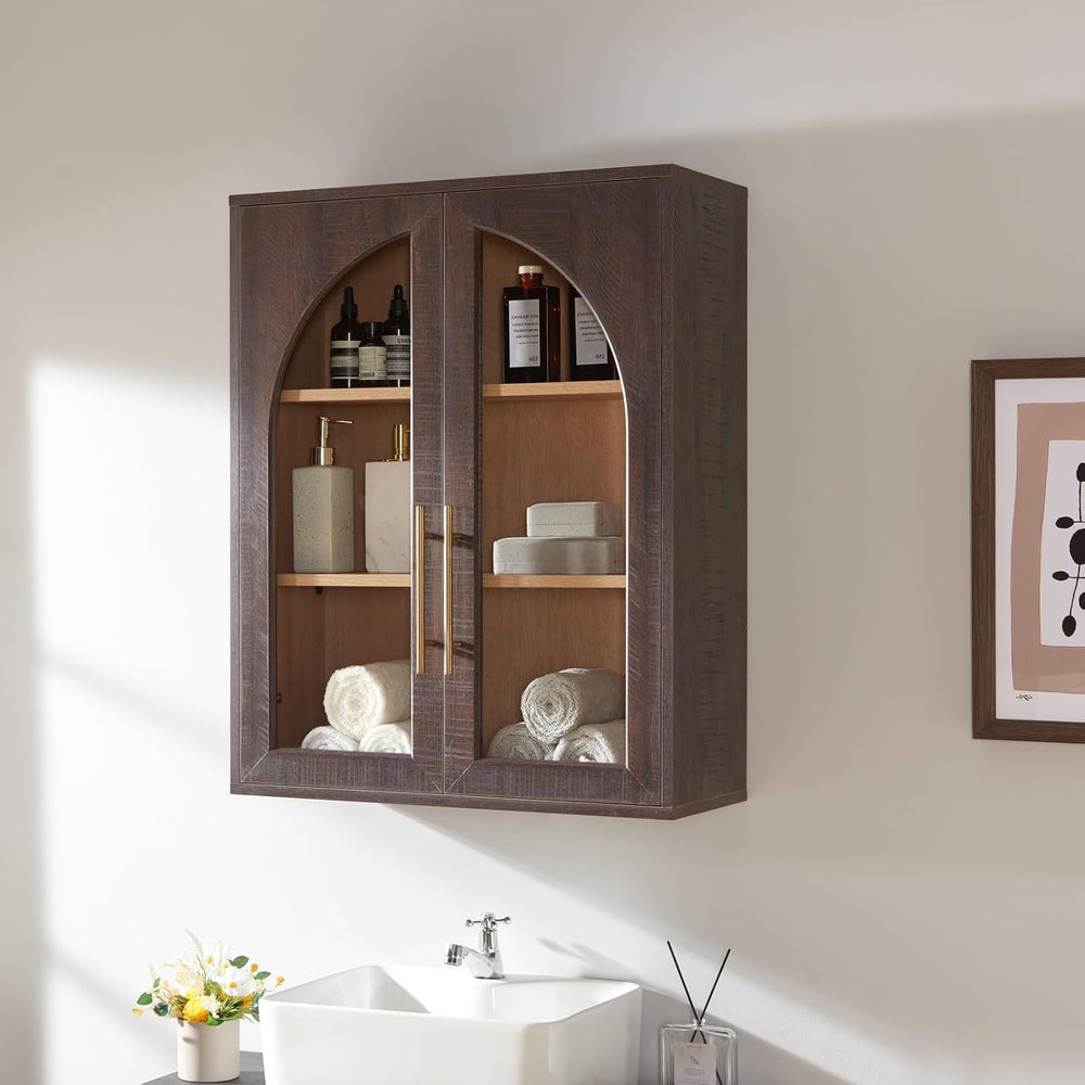 Bathroom Wall Cabinet, 23.5×31.4'' Storage Cabinet, Arched Cabinet Wa...
