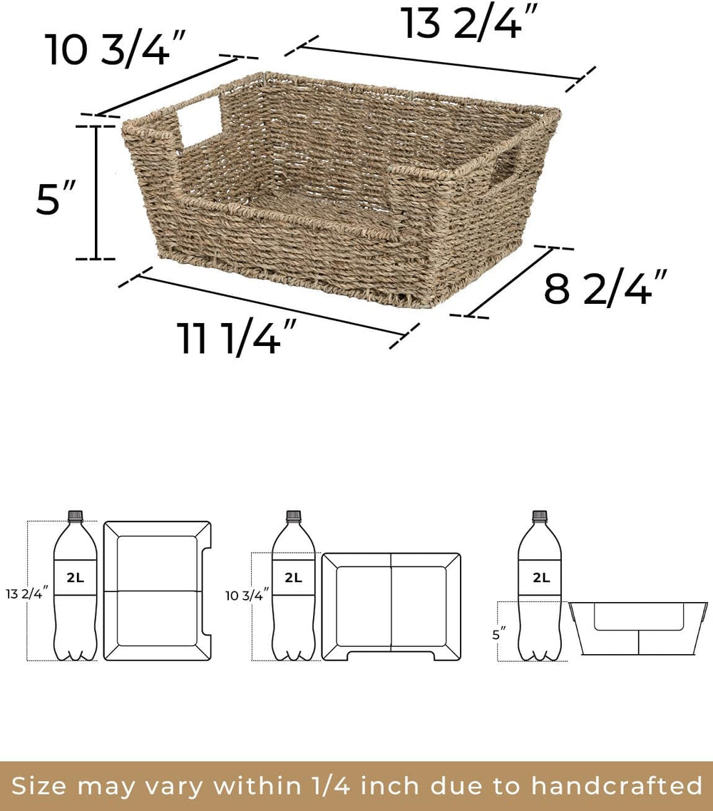 StorageWorks Pantry Baskets for Organizing, Storage Baskets, Seagrass (2 Pack)