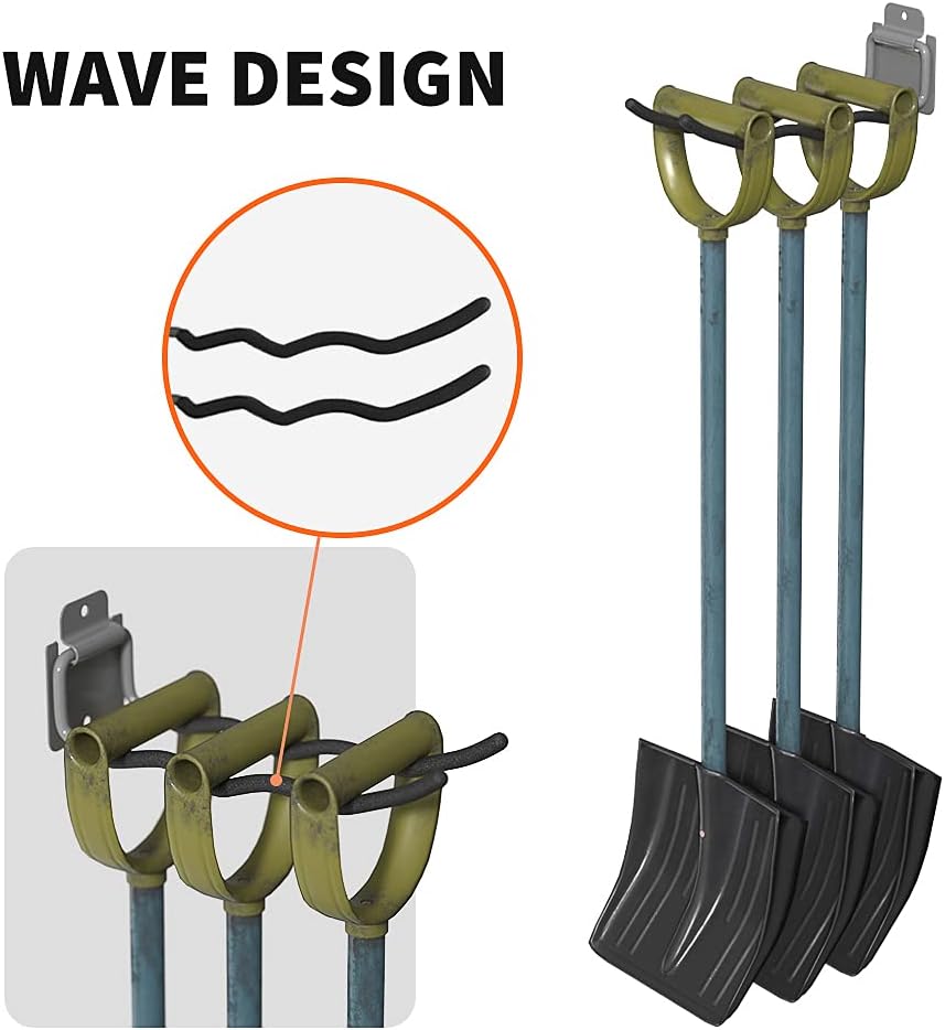 TORACK Garage Tool Organizer Hooks, 4-Pack Heavy-Duty 12" Steel Wave Hooks