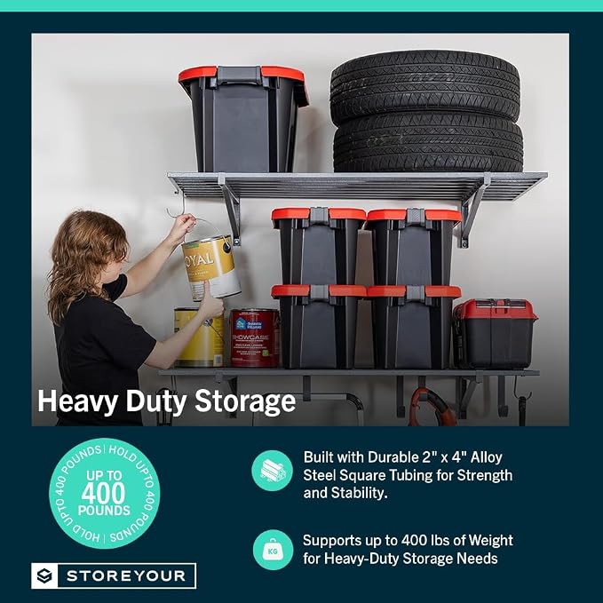 StoreYourBoard 2-Pack Heavy Duty Wall Shelves – Wall-Mounted Garage Storage