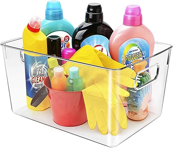 Clear Plastic Storage Bins, Laundry Room, Freezer Organizer Plastic Storage