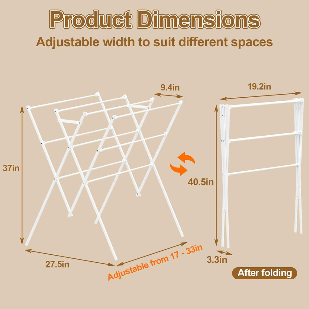 Extra Large Clothes Drying Rack Foldable Clothing Drying Rack 33" W x 37...