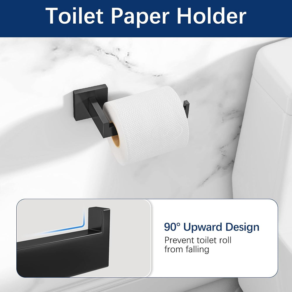 Bathroom Accessories Set Wall Mounted, 5-Piece 24In Matte Black