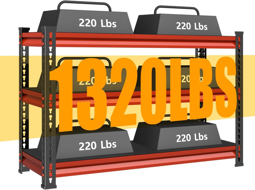 3-Tier Garage Shelving Heavy Duty, 40" W Metal Shelving Unit for Garage,...