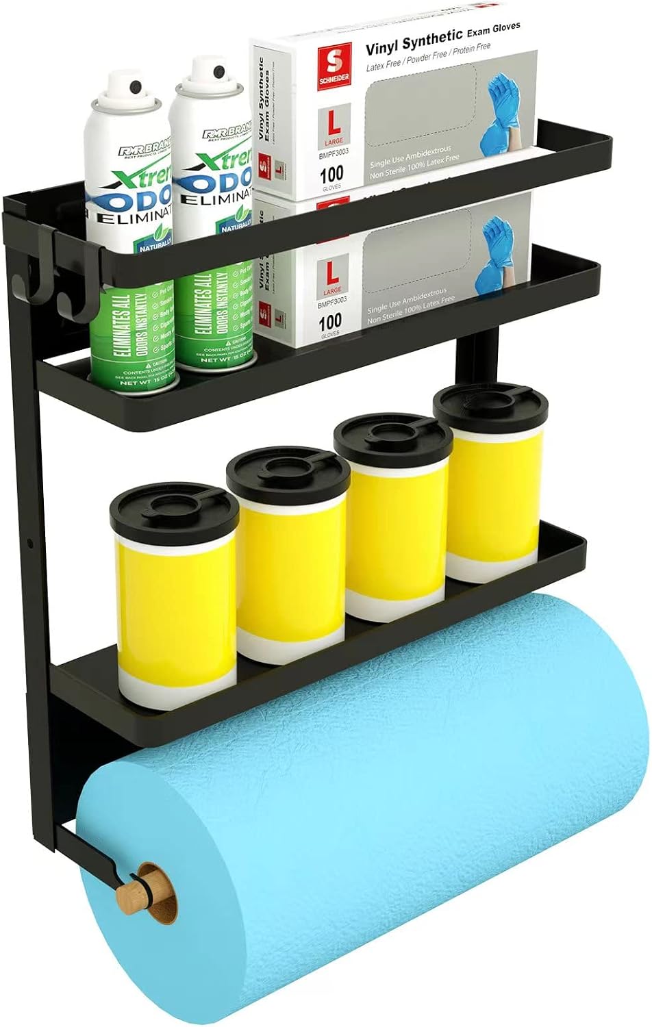 Magnetic Paper Towel Holder with Multi-Layer Storage Shelf, Stable Magnetic O...
