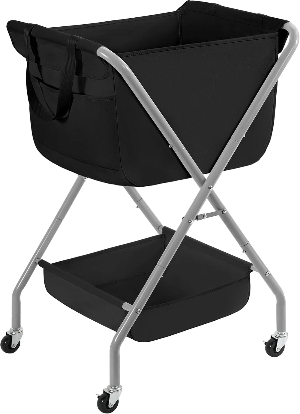 STORAGE MANIAC Collapsible Laundry Cart with Wheels 35.6"H Removable Can...