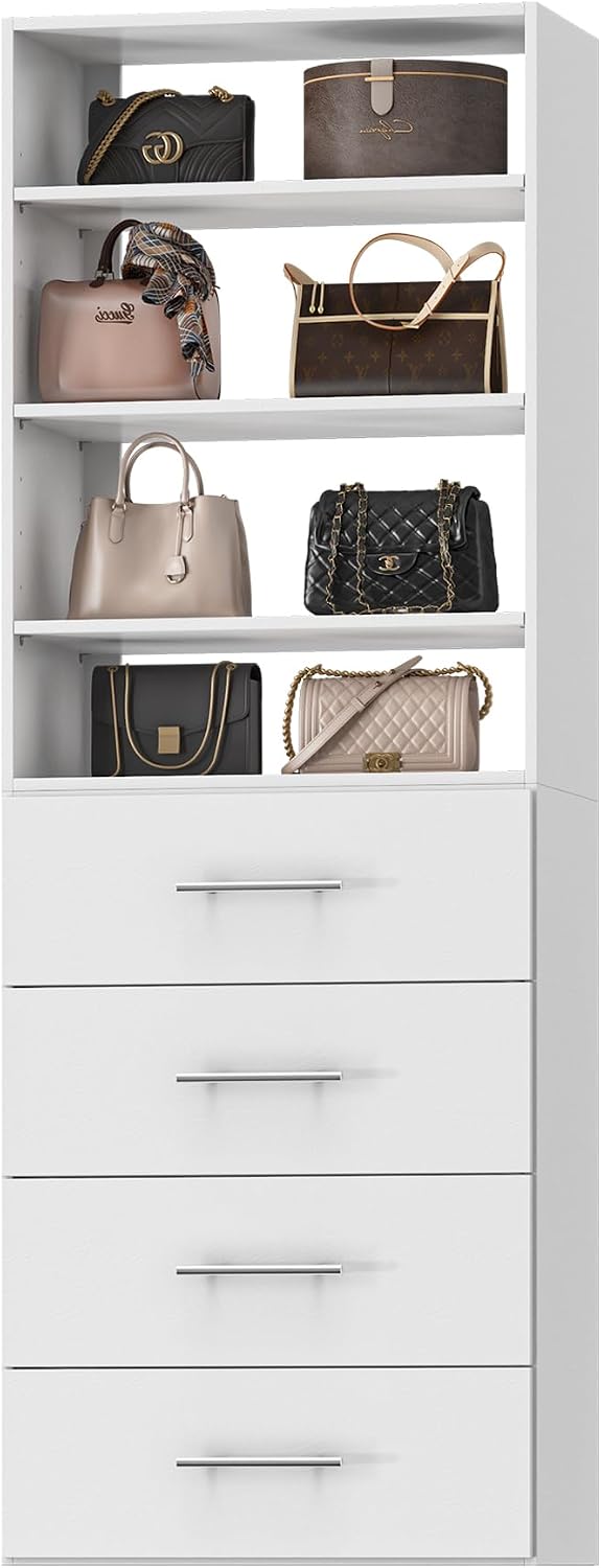 Modular Closet System, 19.5" Wide Wall-Mounted Closet Tower Organizer wi...