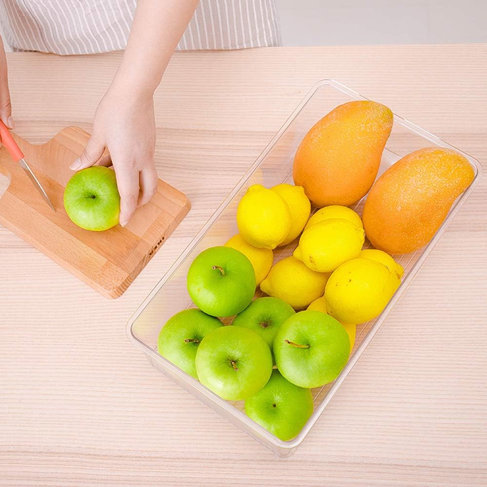 SANNO Vegetable Refrigerator Organizer Food Bins with lids Large Stackable Fr...