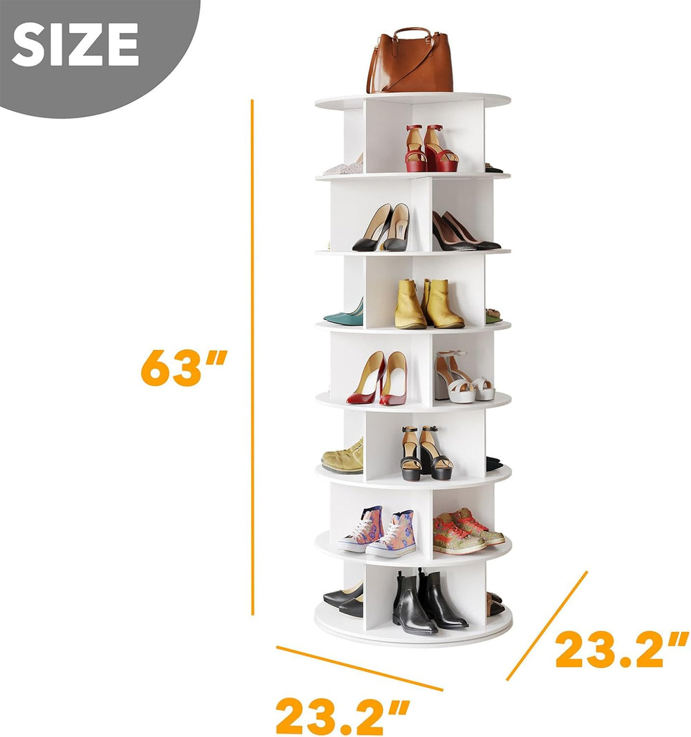 SpaceAid Cross Style 7-Tier Rotating Shoe Organizer, Spinning Shoe Rack Tower...