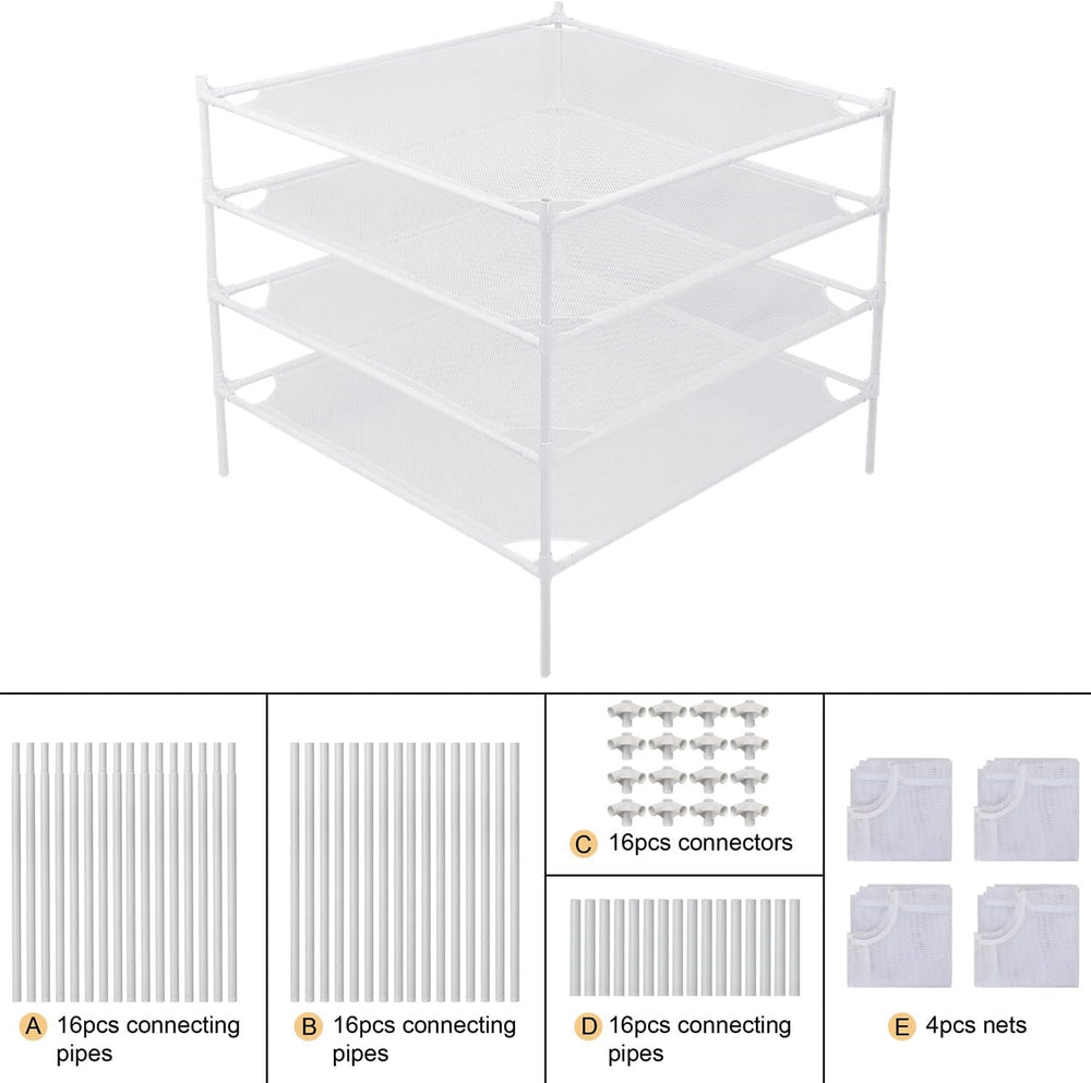 4-Layer Mesh Sweater & Clothes Drying Rack Indoor Outdoor White