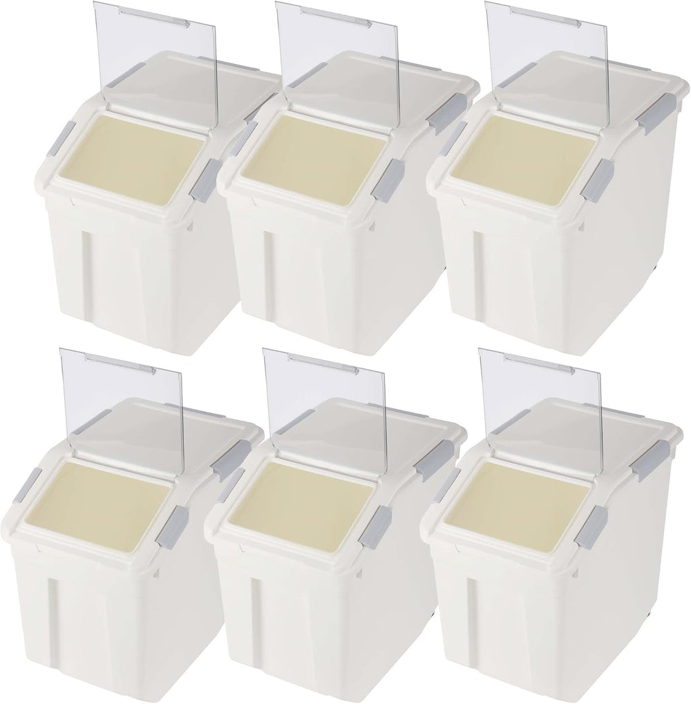 EonTone Flour Storage Container 25 Liters (30 Lb‎) Pack-6 with Lockable Lid W...