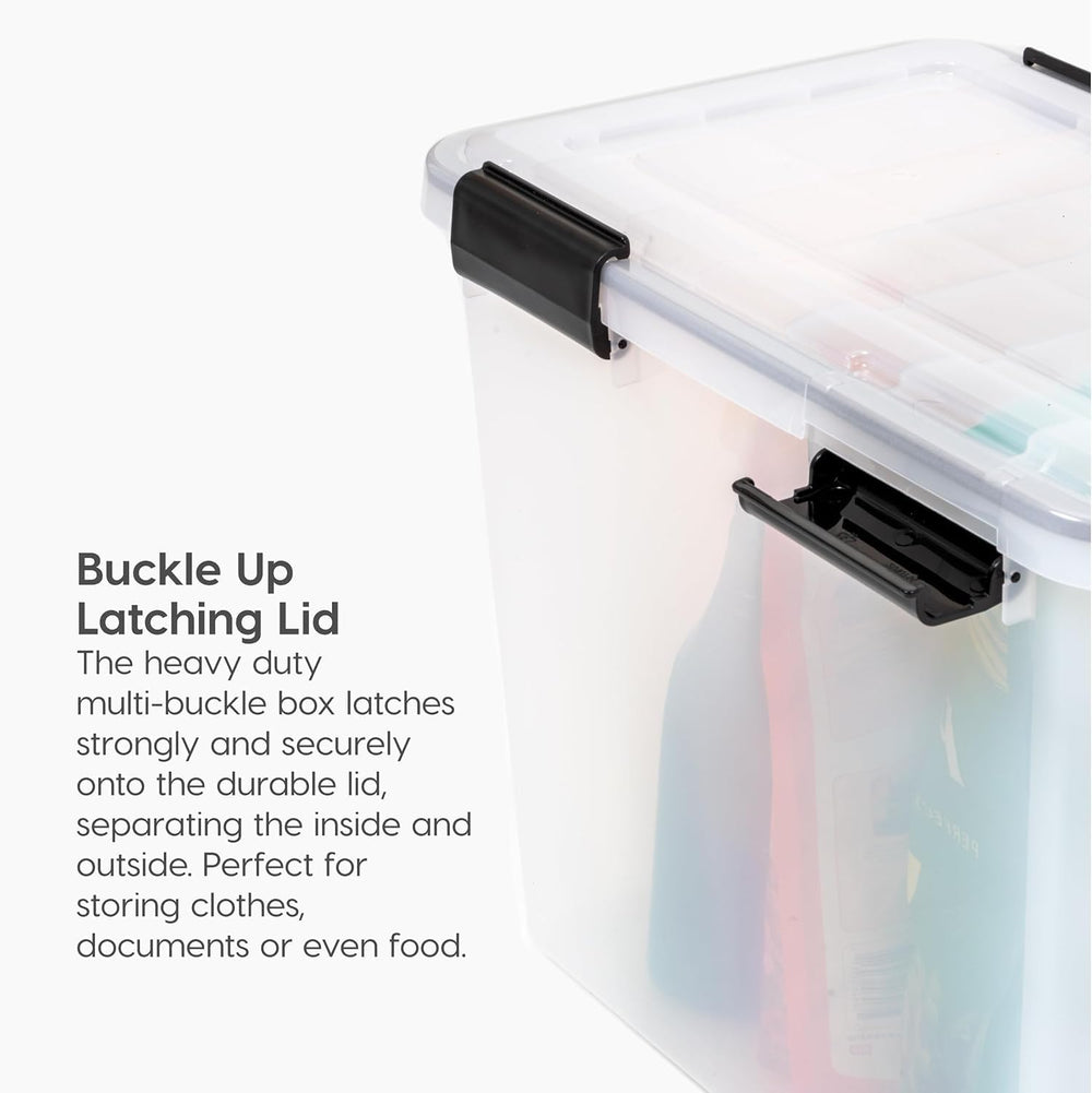 IRIS USA 6-Pack 19 Qt Storage Bins with Gasket Lids, Clear/Black