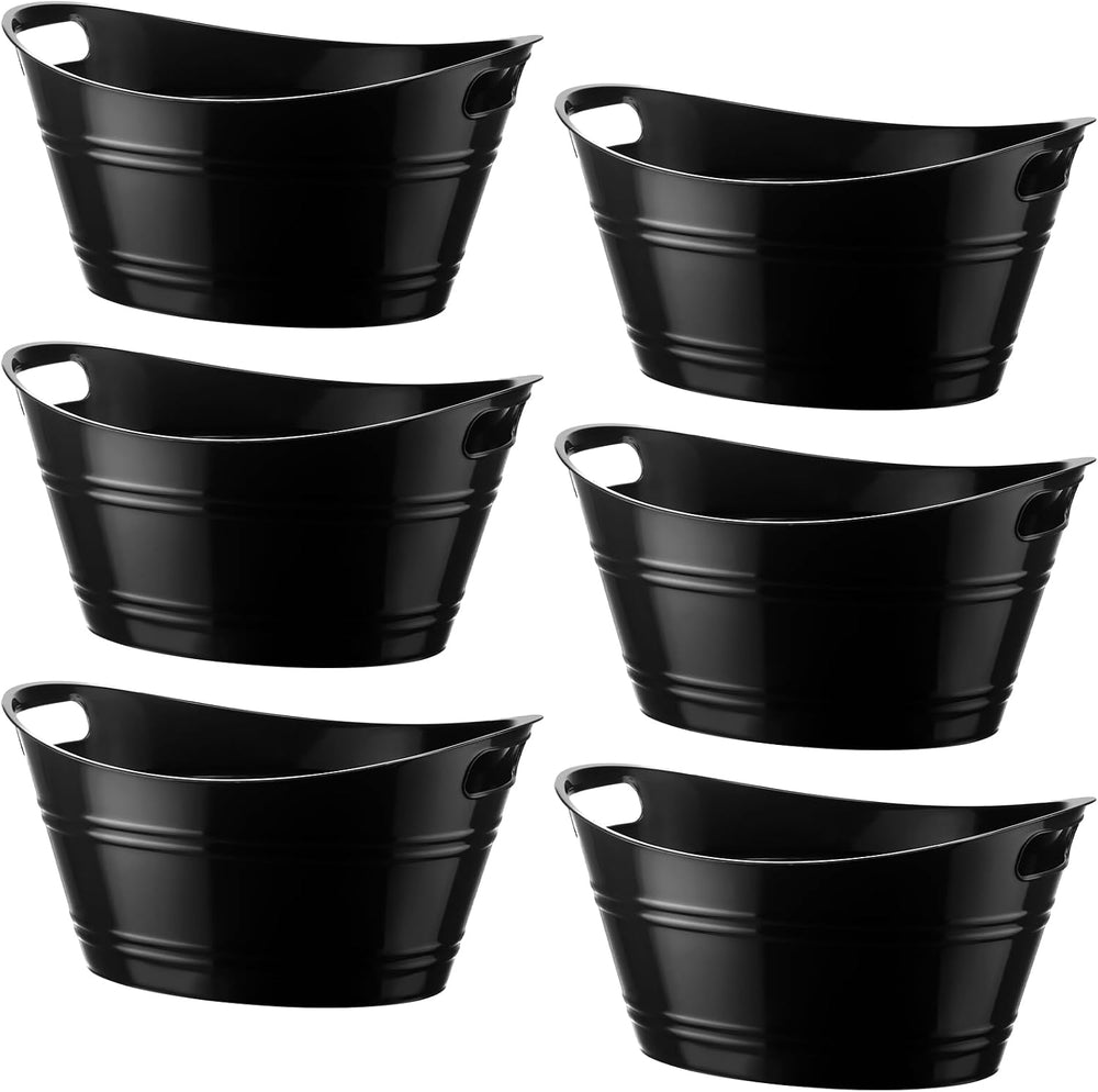 Patelai 6 Pcs Plastic Ice Buckets with Handles,4.5 Liter,Black