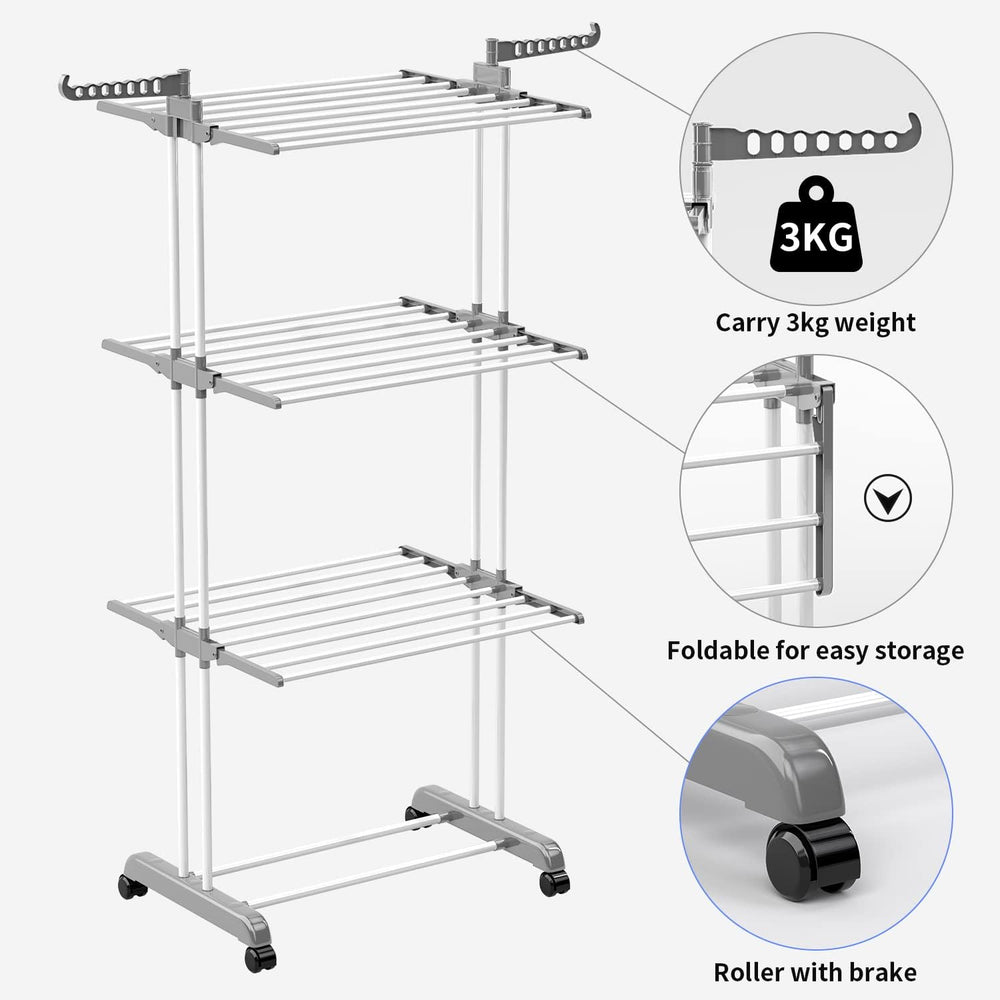 Winyousk [2023 Quality Upgrade Clothes Drying Rack, Movable 4-Tier Laundry Ra...