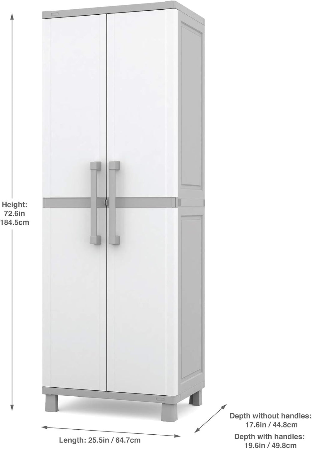 Keter Storage Cabinet with Doors and Shelves for Laundry Room, Garage, Bathro...