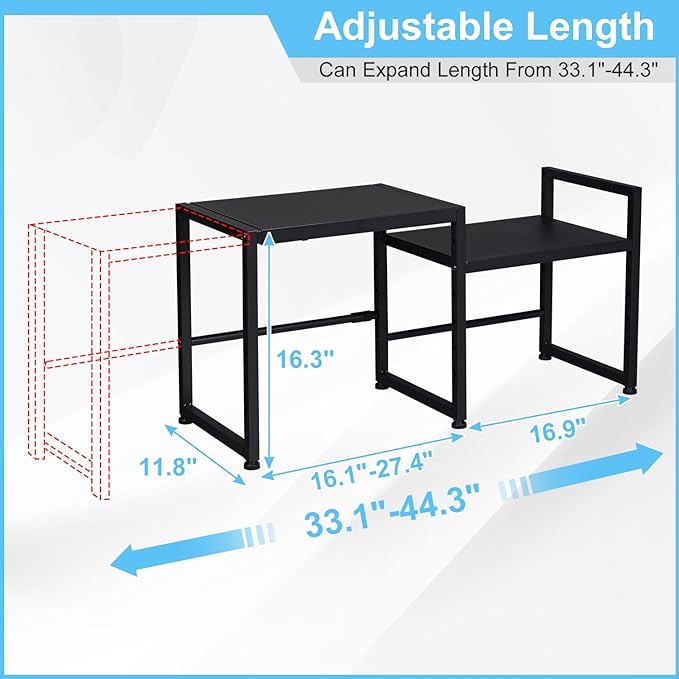 44.3 Inches Expandable Metal Storage Shelves, 150LBS Heavy Duty Shelving Units