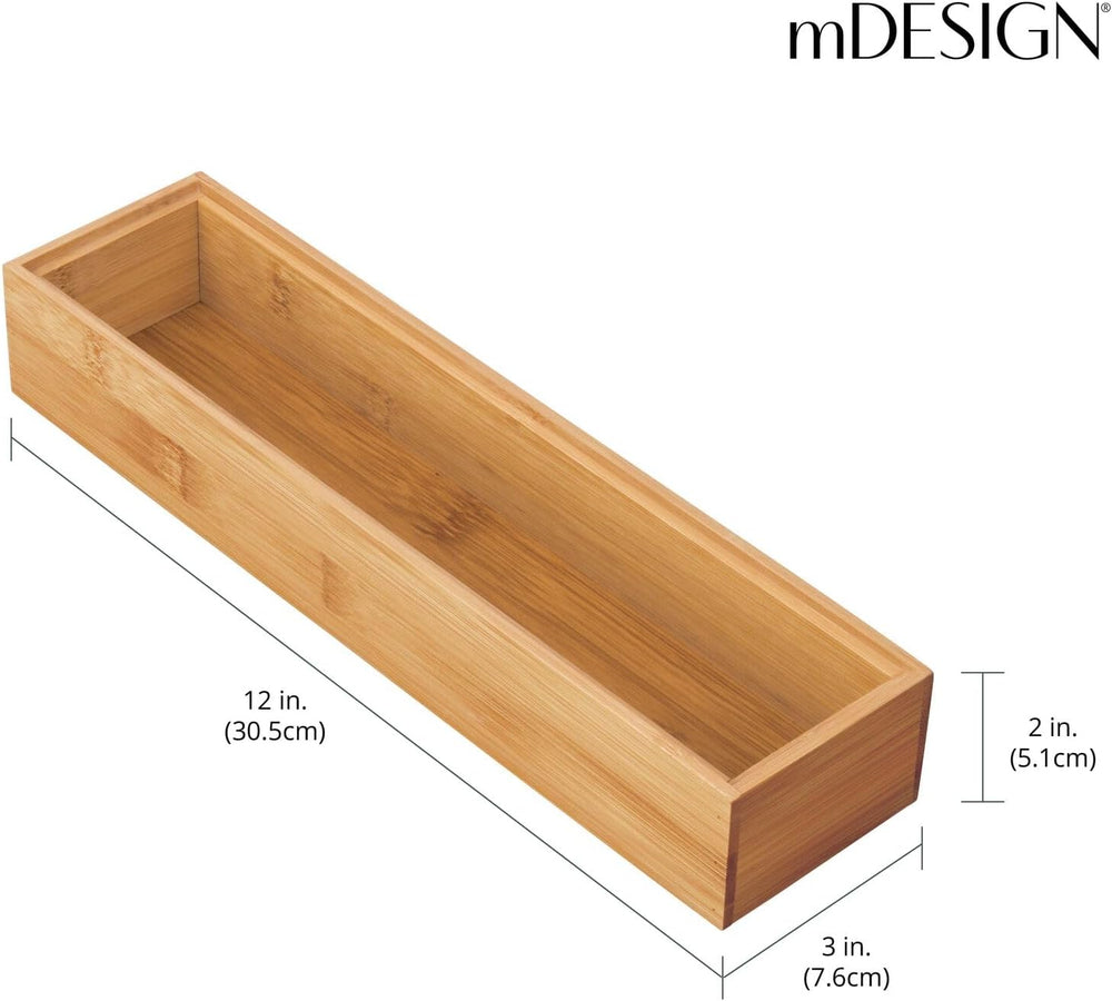 mDesign Slim Wooden Bamboo Drawer Organizer for Office - 12" Long Stacka...