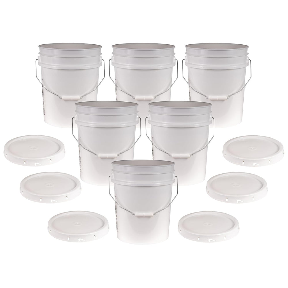 ATERET 5 Gallon White Bucket & Lid - Durable 90 Mil All Purpose Pail - Fo...